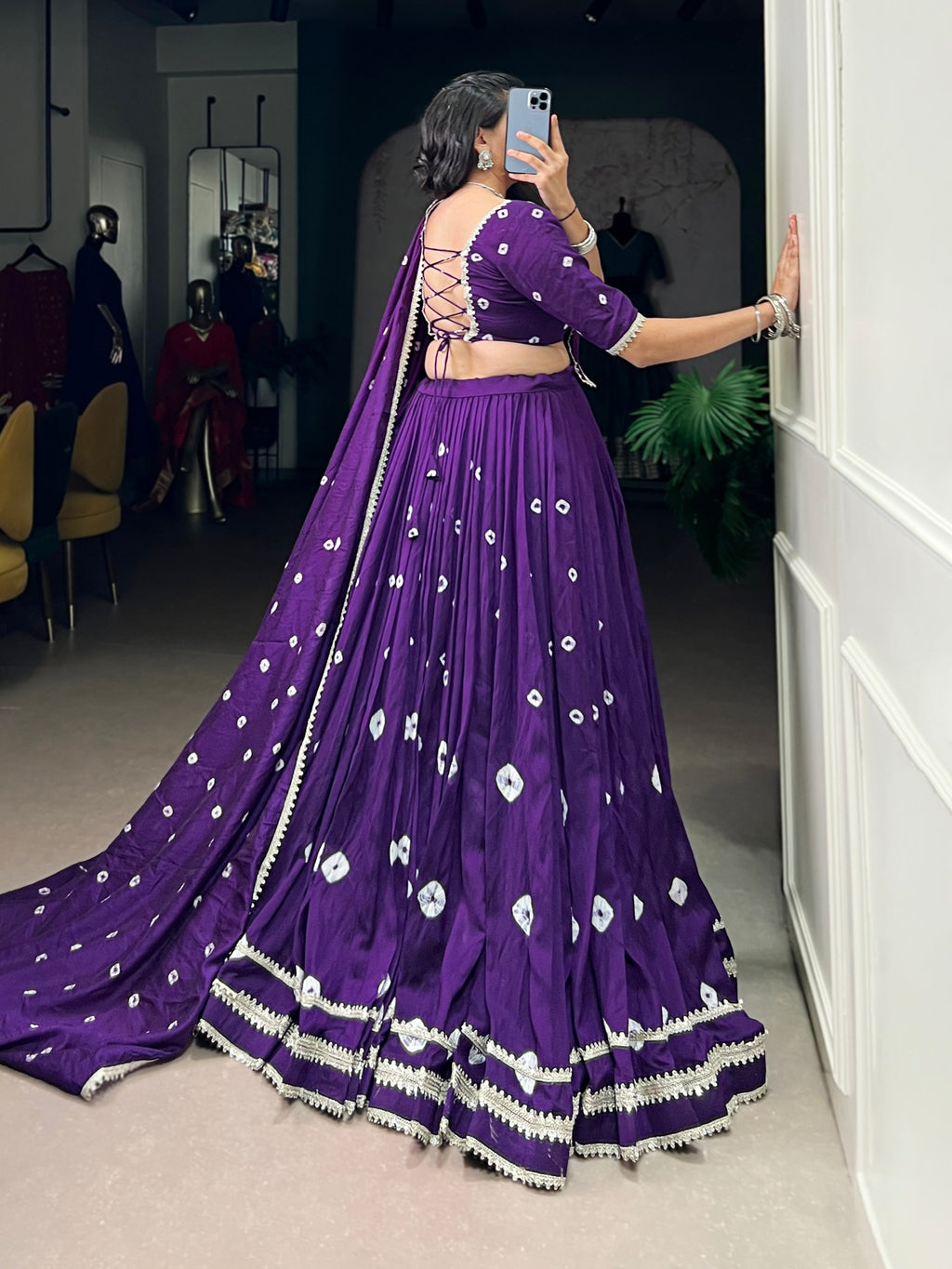 Roop Pure Chanderi Bandhej Print Lehenga Choli Set with Dupatta