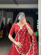 Roop Pure Chanderi Bandhej Print Lehenga Choli Set with Dupatta