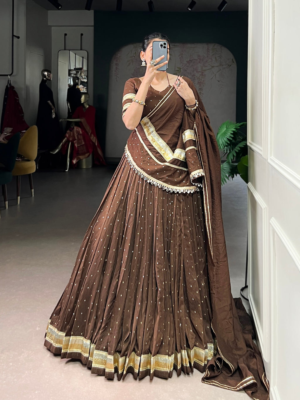 Sakhi Pure Chanderi Zari Woven Lehenga Choli with Dupatta