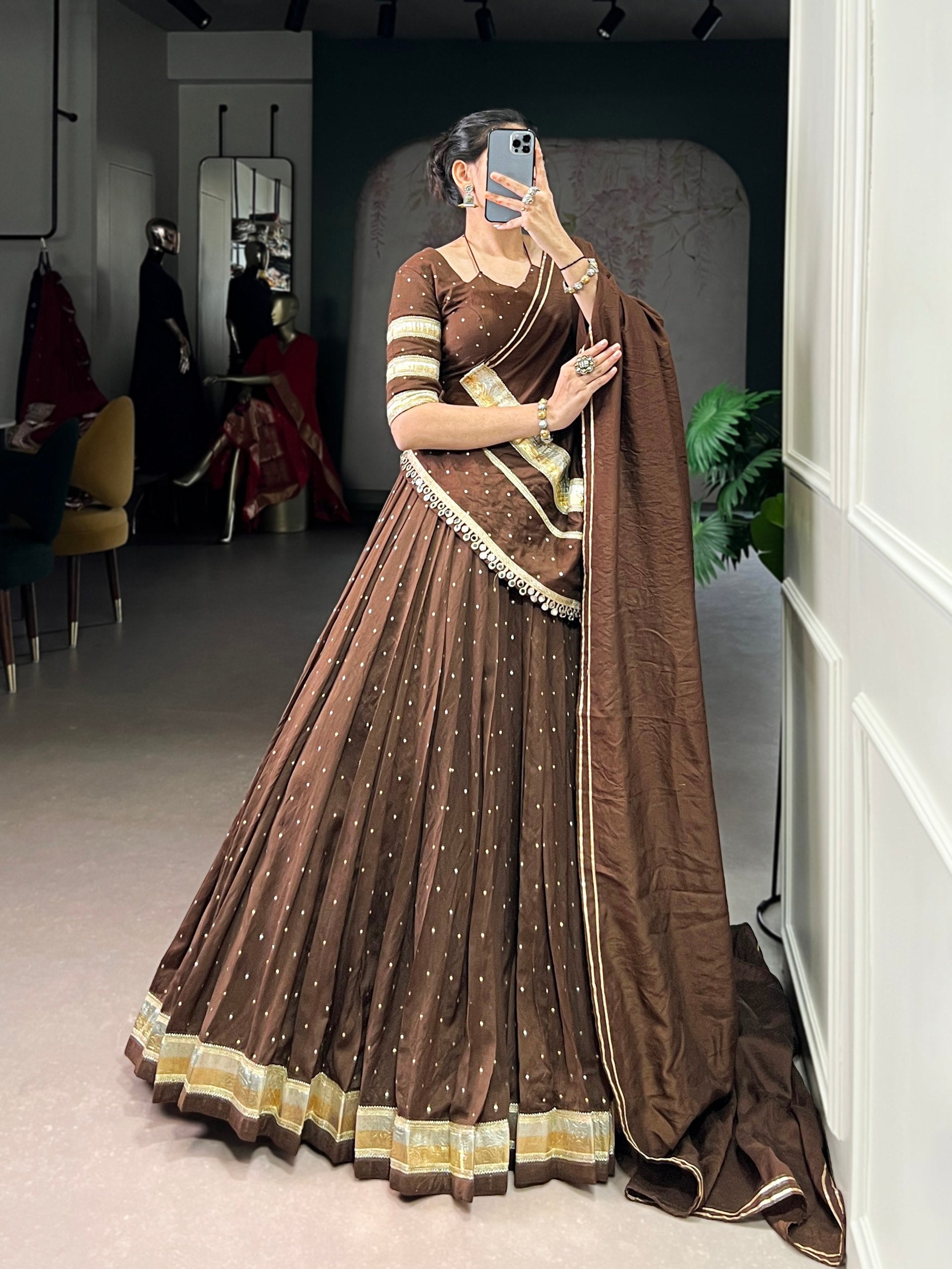 Sakhi Pure Chanderi Zari Woven Lehenga Choli with Dupatta