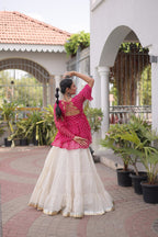 Trishika Kora Cotton Frill Lehenga with Laheriya Kutchi Gamthi Patchwork Top