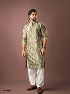 Men’s Festive Silk Embroidered Kurta Set with Salwar