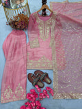 Myra NC Moss Silk Sequins Embroidered Farshi Palazzo Suit with Dupatta