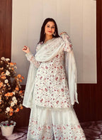 Gulnoor Luxe Thread & Zari Embroidered Sharara with Sequins Work