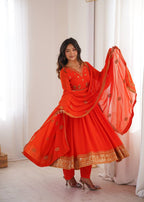 Premium Designer Faux Georgette Anarkali Suit with Embroidered Dupatta