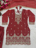 Designer Sharara Palazzo Suit with Heavy Silk Embroidery Work
