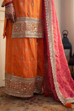 Mehrisha Aura Chinon Thread & Sequence Embroidered Palazzo Suit Set with Digital Print Faux Georgette Dupatta