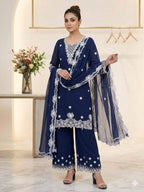 Aarna Georgette Sequins Embroidered Palazzo Suit with Dupatta
