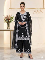 Aarna Georgette Sequins Embroidered Palazzo Suit with Dupatta