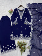 Aarna Georgette Sequins Embroidered Palazzo Suit with Dupatta