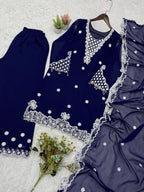 Aarna Georgette Sequins Embroidered Palazzo Suit with Dupatta