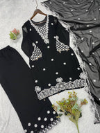 Aarna Georgette Sequins Embroidered Palazzo Suit with Dupatta
