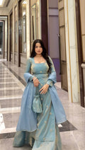 Ishaani Fandy Silk Sequence Work Kurti with Palazzo & Dupatta Set