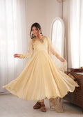 Aarushi Doremon Crush Mirror Work Gown with Pant & Butterfly Net Dupatta Set