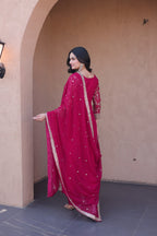 Eshanya Royale Faux Blooming Zari & Sequins Embroidered Gown Set with Pant & Designer Dupatta