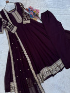 Eshanya Royale Faux Blooming Zari & Sequins Embroidered Gown Set with Pant & Designer Dupatta