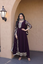 Eshanya Royale Faux Blooming Zari & Sequins Embroidered Gown Set with Pant & Designer Dupatta