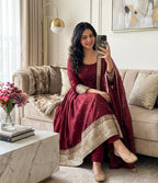 Kashvi Fendy Satin Silk Sequins Embroidered Anarkali with Bottom & Dupatta