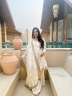 Iraanvi Heritage Heavy CP Vichitra Silk Embroidered Sharara Palazzo Suit Set with Lace Border Dupatta