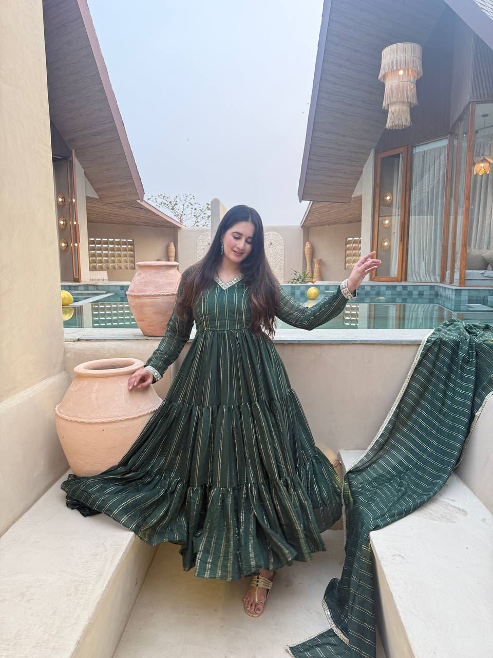 Vyomika Heavy Brocade Anarkali with Pant & Brocade Dupatta Set