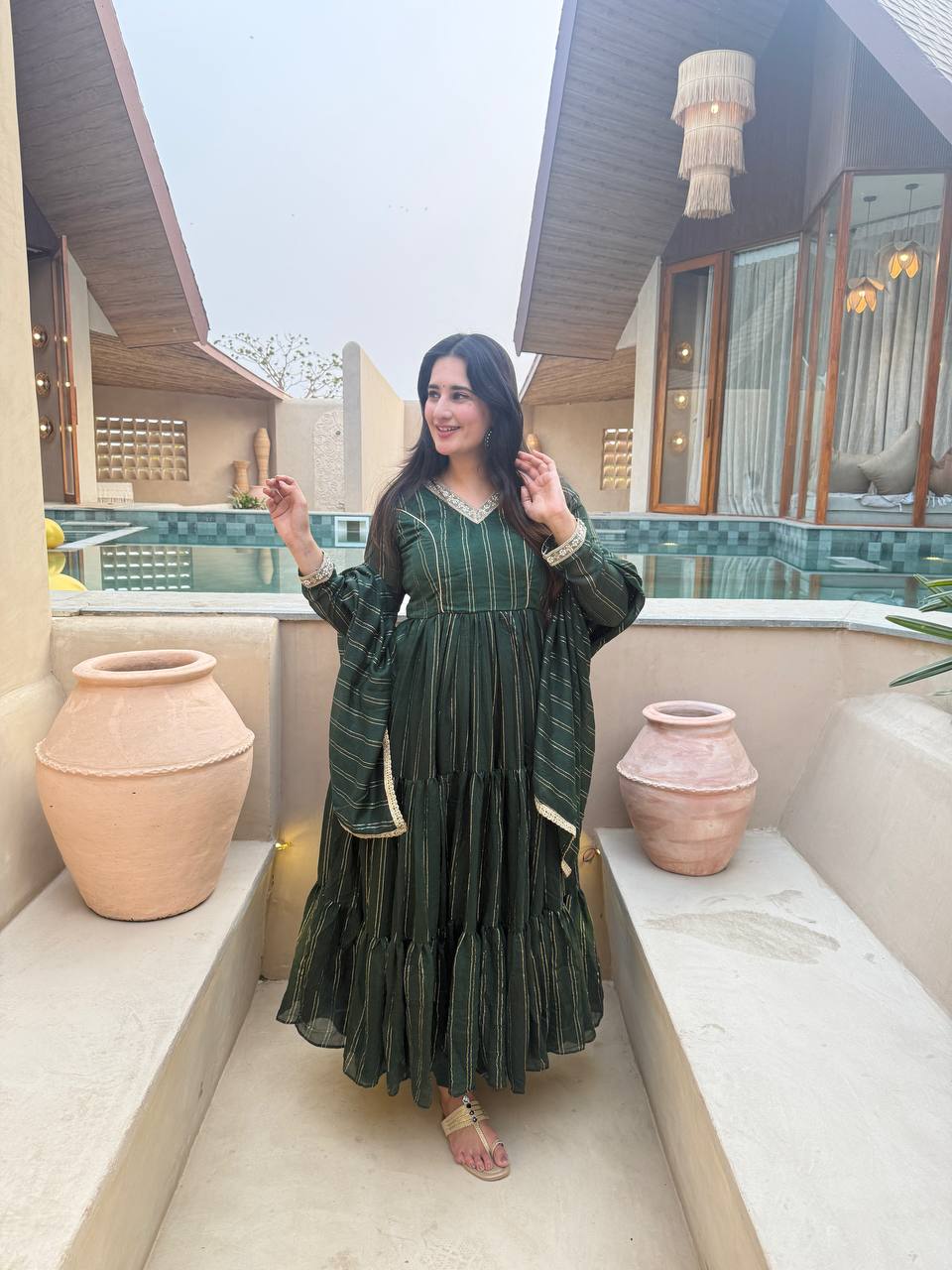 Vyomika Heavy Brocade Anarkali with Pant & Brocade Dupatta Set