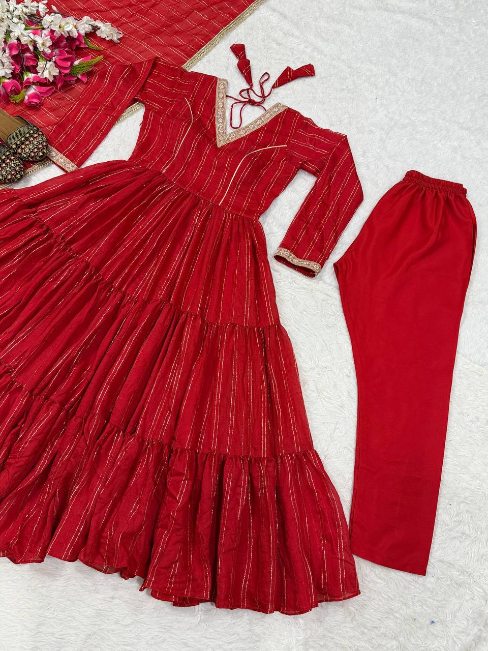 Vyomika Heavy Brocade Anarkali with Pant & Brocade Dupatta Set