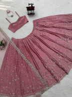 Era Japan Satin Cording Dori & Sequin Work Lehenga Choli with Butterfly Net Dupatta