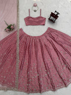 Era Japan Satin Cording Dori & Sequin Work Lehenga Choli with Butterfly Net Dupatta