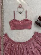 Era Japan Satin Cording Dori & Sequin Work Lehenga Choli with Butterfly Net Dupatta