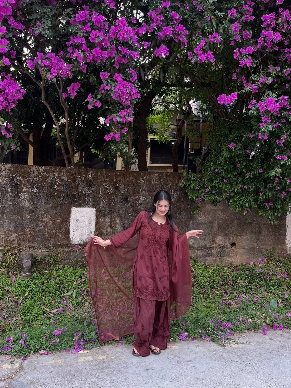 Samaira Rayon Farshi Salwar Suit with Embroidered Top and Organza Lace Dupatta