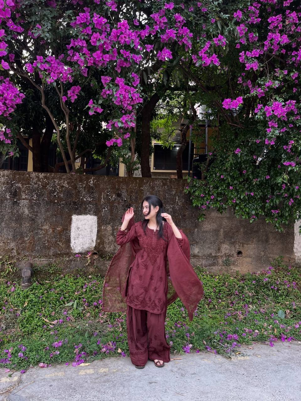 Samaira Rayon Farshi Salwar Suit with Embroidered Top and Organza Lace Dupatta