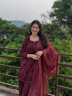Samaira Rayon Farshi Salwar Suit with Embroidered Top and Organza Lace Dupatta