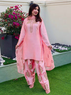 Heavy Crepe Silk Farshi Suit with Multy Thread Sequence Work
