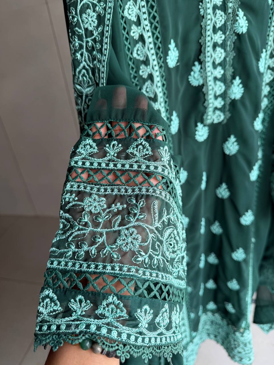 Inaya Georgette Embroidered Palazzo Suit Set with Matching Dupatta