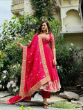 Designer Natural Crep Silk Anarkali Suit with Sequin Embroidery Work