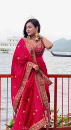 Designer Natural Crep Silk Anarkali Suit with Sequin Embroidery Work