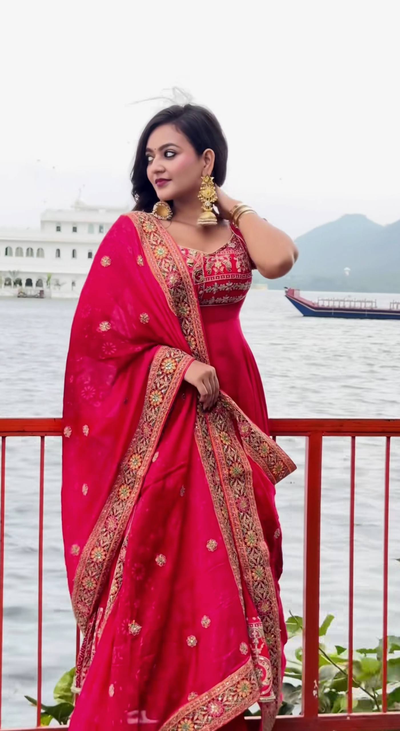 Designer Natural Crep Silk Anarkali Suit with Sequin Embroidery Work