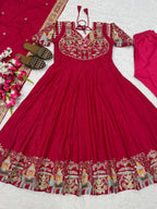 Designer Natural Crep Silk Anarkali Suit with Sequin Embroidery Work
