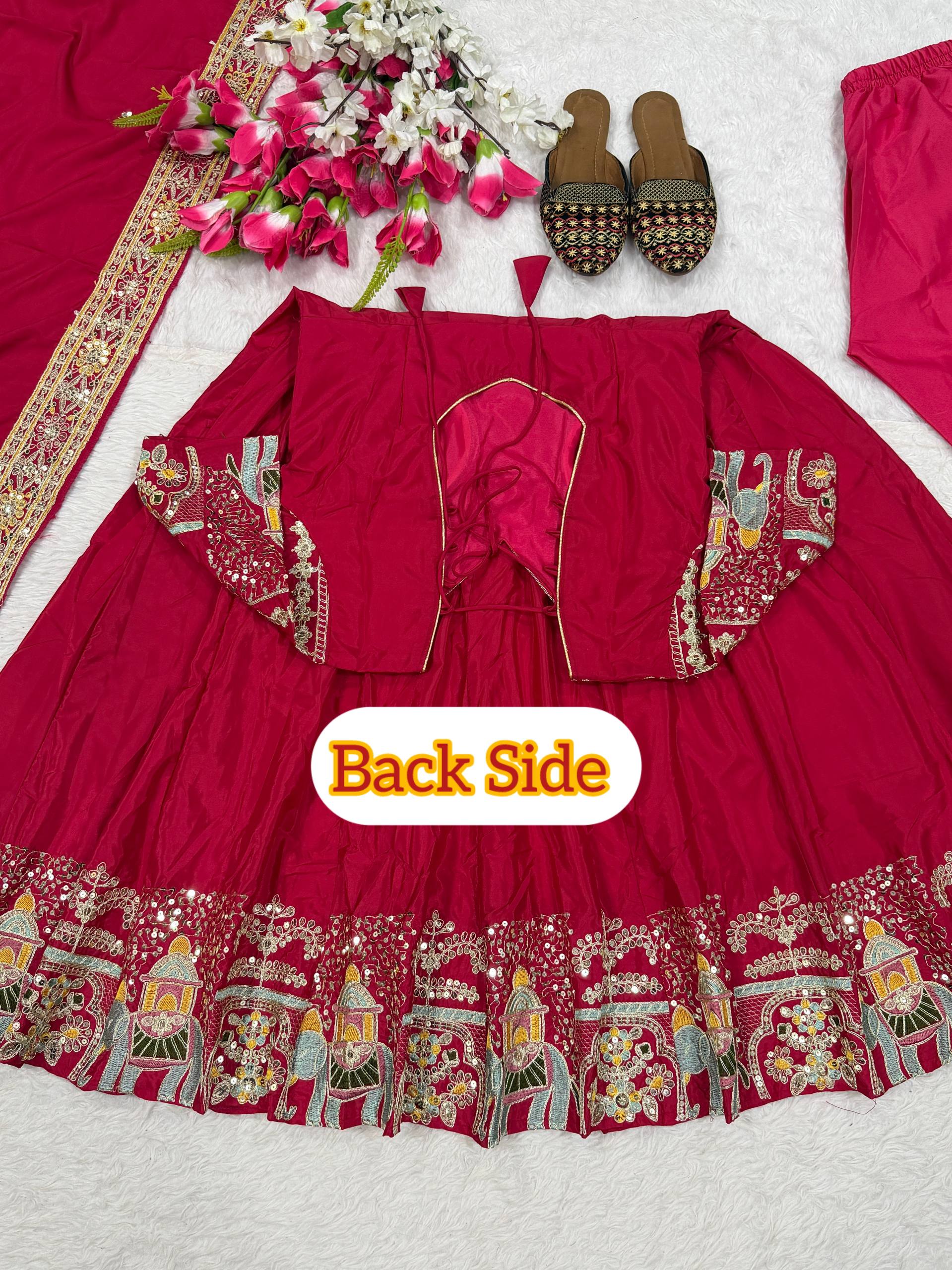 Designer Natural Crep Silk Anarkali Suit with Sequin Embroidery Work