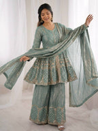 Royal Fendy Silk Embroidered Co-ord Set with Lace Dupatta
