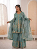 Royal Fendy Silk Embroidered Co-ord Set with Lace Dupatta