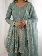 Royal Fendy Silk Embroidered Co-ord Set with Lace Dupatta