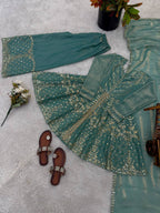 Royal Fendy Silk Embroidered Co-ord Set with Lace Dupatta
