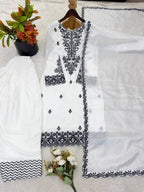 Statement Rayon Cotton Suit with Fine Thread Detailing