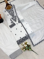 Statement Rayon Cotton Suit with Fine Thread Detailing