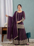 Vaishnavi Elora Heavy Crunchy Silk 3MM Sequence Embroidered Sharara Suit Set with Dupatt