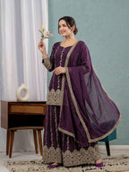 Vaishnavi Elora Heavy Crunchy Silk 3MM Sequence Embroidered Sharara Suit Set with Dupatt