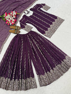 Vaishnavi Elora Heavy Crunchy Silk 3MM Sequence Embroidered Sharara Suit Set with Dupatt