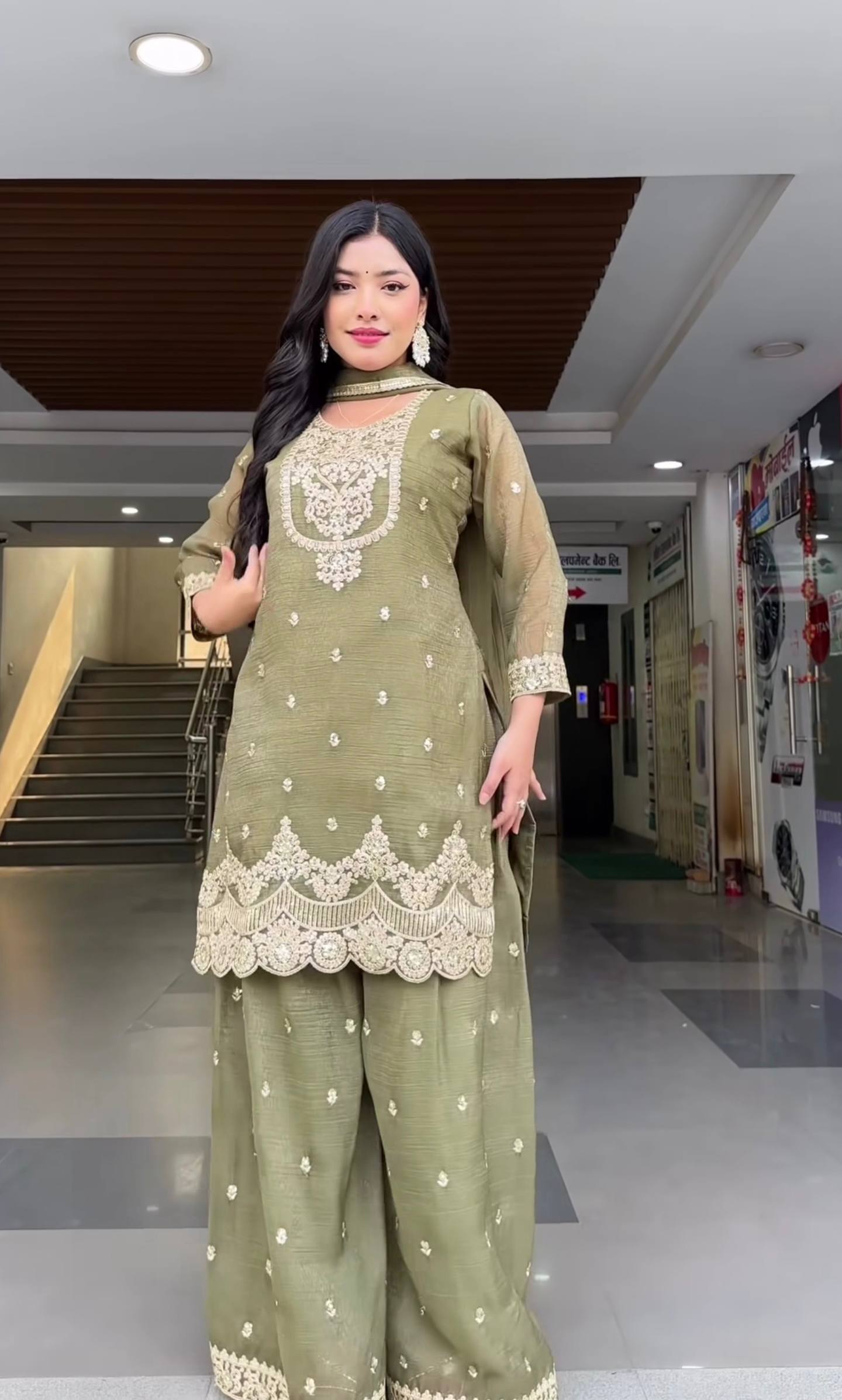 Designer Sharara Palazzo Suit with Heavy Silk Embroidery Work