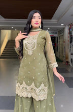 Designer Sharara Palazzo Suit with Heavy Silk Embroidery Work
